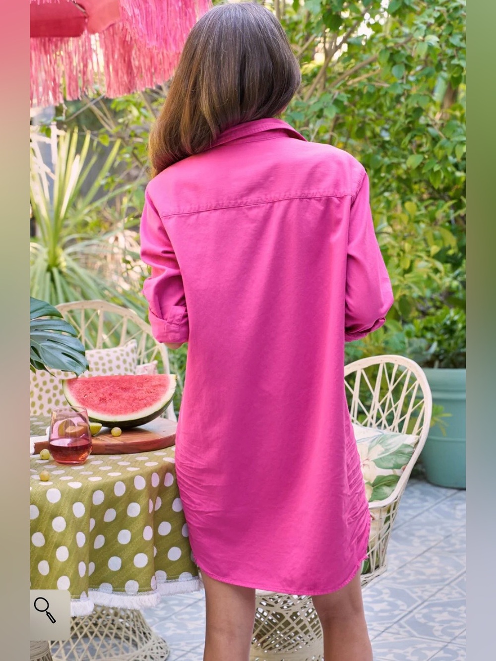 Frank & Eileen Hot Pink Button-Front Mary Cotton Shirt Dress Medium Casual Chic - Picture 7 of 7